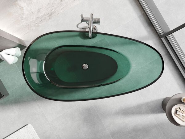 Mexen Glass teal свободностояща прозрачна вана 170 x 85 cm, хромиран капак - 58061708511