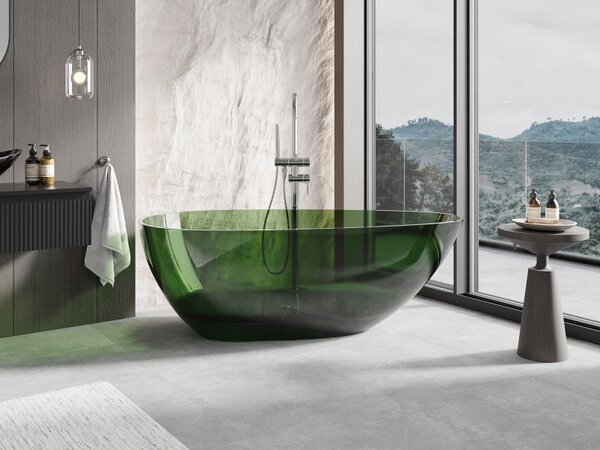 Mexen Glass Forest свободностояща прозрачна вана 170 x 85 см, хромиран бутон - 58061708502