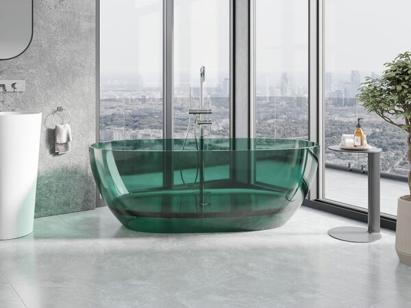 Mexen Pure teal свободно стояща прозрачна вана 170 x 80 cm, хромиран дренаж - 58071708011