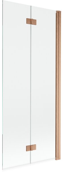 Mexen Mist параван за вана, 2-крилен десен 80 x 150 cm, прозрачен, четкана мед - 8A9-080-002-65-00-P