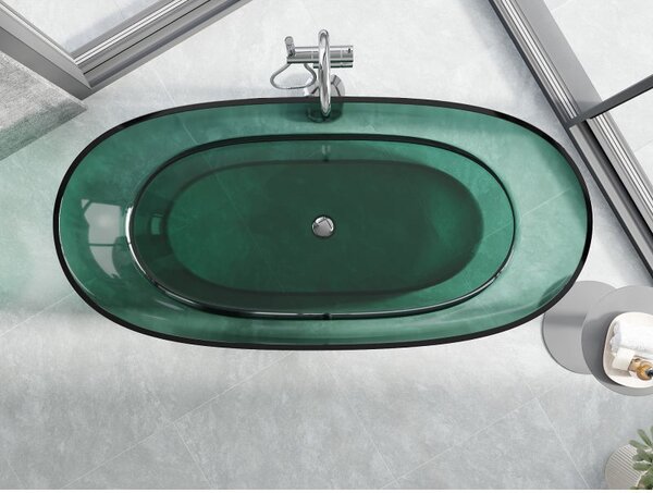 Mexen Pure teal свободно стояща прозрачна вана 170 x 80 cm, хромиран дренаж - 58071708011