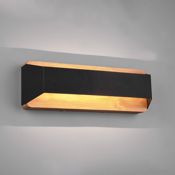 Trio Lighting Arino LED стенна лампа, черна, широчина 35,2 cm, Затъмняване, Черен, Дневна/трапезария, Метал, Модерен