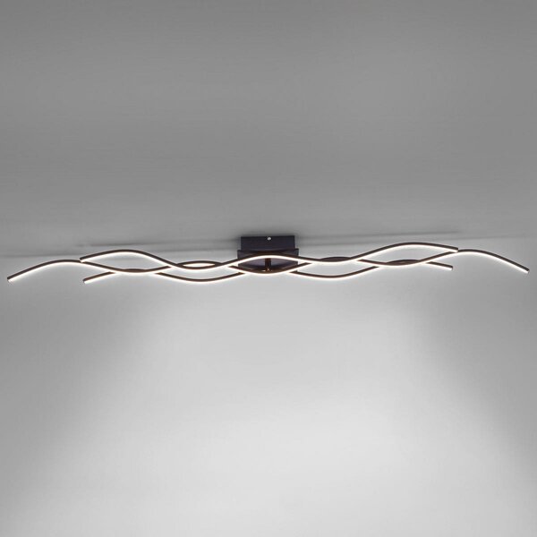 JUST LIGHT. GmbH LED лампа за таван Wave 3000K 137,5x16cm черна, Черен, Дневна/трапезария, Метал, Модерен