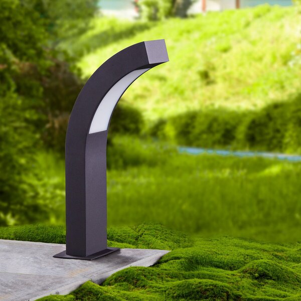 Lucande LED лампа за пиедестал Lennik, 40 cm, антрацит, метал, Черен, Алуминий, Модерен