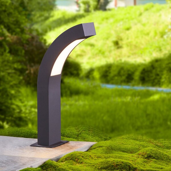 Lucande LED лампа за пиедестал Lennik, 40 cm, антрацит, метал, Черен, Алуминий, Модерен
