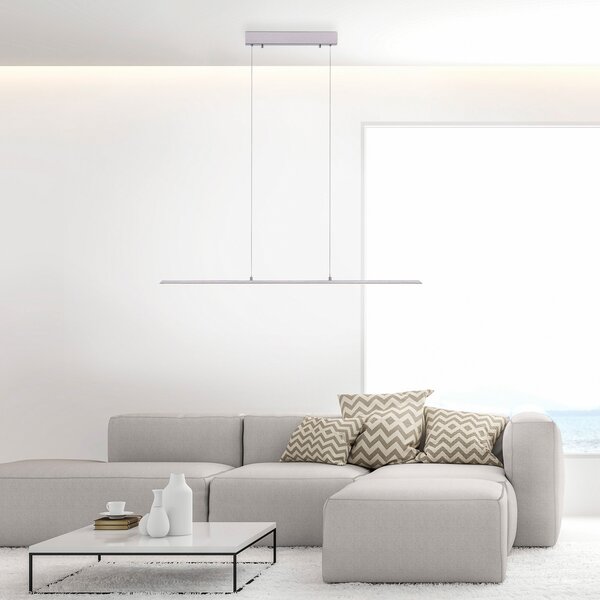 PURE LED висящо осветление Lite, сребристо, 100 cm, CCT, с възможност за, Затъмняване, Сив, Дневна/трапезария, Алуминий, Модерен