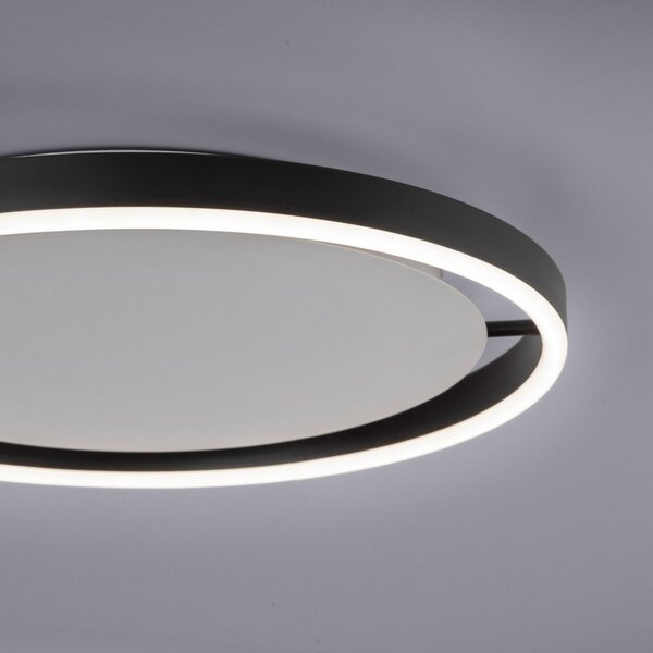 JUST LIGHT. GmbH LED осветление за таван Ritus, Ø 39,3 cm, антрацит, Затъмняване, Черен, Дневна/трапезария, Метал, Модерен