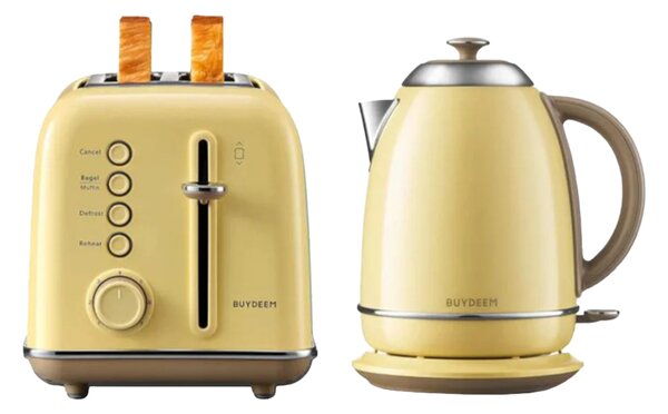 Тостер за хляб BUYDEEM DT620E, 900W, 2 слота, 7 автоматични програми и нива на препичане, LED индикатори, Тавичка за трохи, Жълт