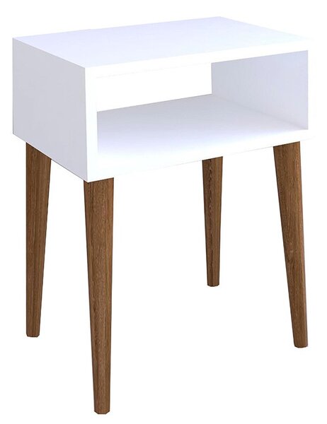 Нощно шкафче Ханк бяло - цвят орех 45x30x60см