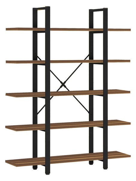 Библиотека Естон с цвят орех - черен метал 120x28x180см