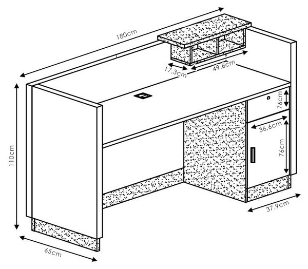 Рецепционно бюро Оскар орех - антрацит 180x65x76см