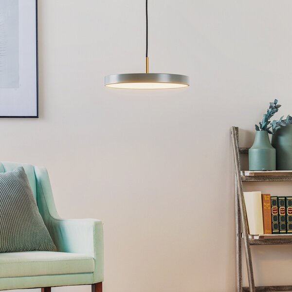 UMAGE LED висяща лампа Asteria Mini, светлозелено/месинг, Ø 31 cm, Затъмняване, Зелен, Дневна/трапезария, Метал, Дизайн