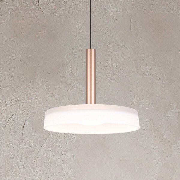 Trio Lighting Celeste LED висящо осветление, бяло/кафяво, Ø 22 cm, стъкло, с възможност за, Затъмняване, Бял, Дневна/трапезария, Стъкло, Модерен