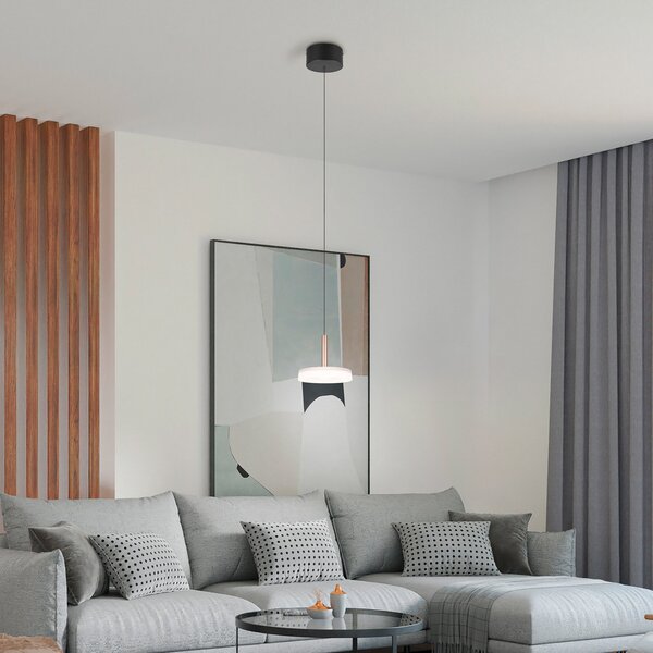 Trio Lighting Celeste LED висящо осветление, бяло/кафяво, Ø 22 cm, стъкло, с възможност за, Затъмняване, Бял, Дневна/трапезария, Стъкло, Модерен