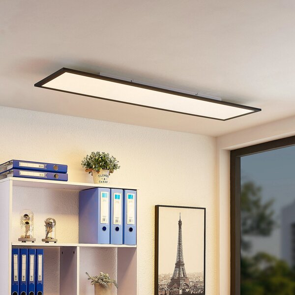 Lindby LED панел Nelios, 120 x 30 cm, 4000K, черен, метал, Черен, Кухня, Пластмаса, Модерен