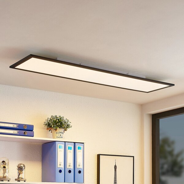 Lindby LED панел Nelios, 120 x 30 cm, 4000K, черен, метал, Черен, Кухня, Пластмаса, Модерен