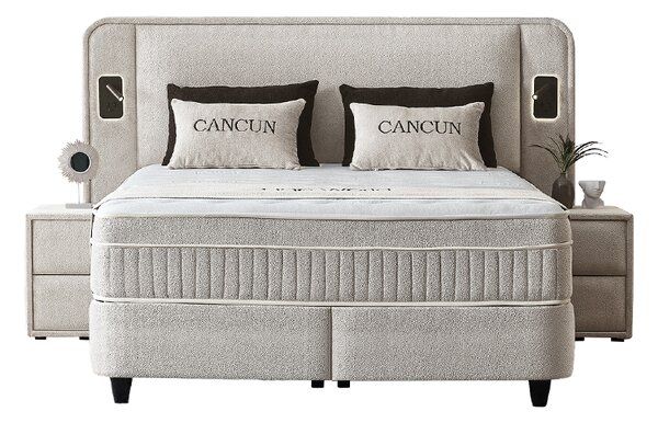 Тапицирана спалня с матрак CANCUN 160 x 200 (Бежов 04)