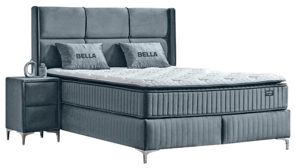 Тапицирана спалня с матрак BELLA 180 x 200 (Тъмносив 32)