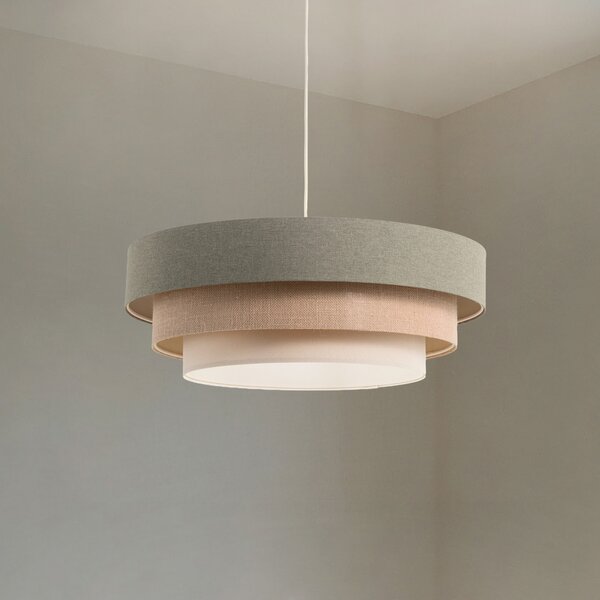 Maco Design Висящо осветително тяло Triniti, зелено/бежово/кремаво, Ø 60 cm, текстил, Затъмняване, Зелен, Дневна/трапезария, Плат / текстил