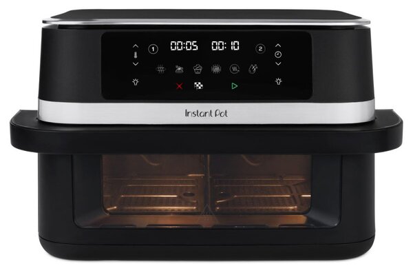 Двоен фритюрник с горещ въздух 8в1 Instant Pot Vortex VersaZone XL ClearCook 140-3025-01-EU, 2800W, 12 л, 205°C, EvenCrisp, Синхронизирано приключване на програмите, Сензорно управление, Черен/Инокс