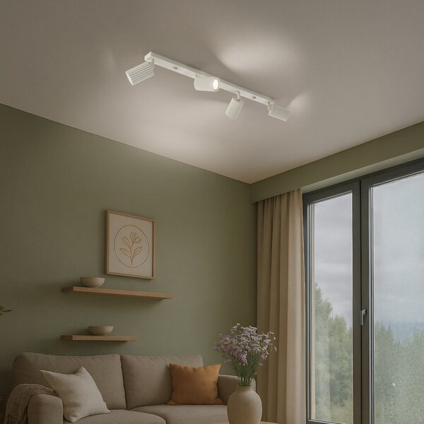 SOLLUX LIGHTING Прожектор за таван Carbon, бежов, дължина 81 см, алуминий, 4 светлини., Затъмняване, Бежов, Дневна/трапезария, Алуминий, Модерен