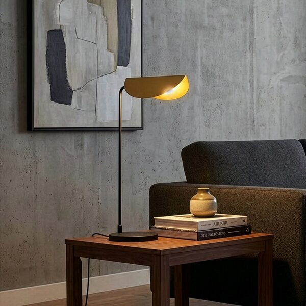 Opviq Настолна лампа Corner, черна/златна, височина 57 cm, E14, Черен, Дневна/трапезария, Метал, Модерен