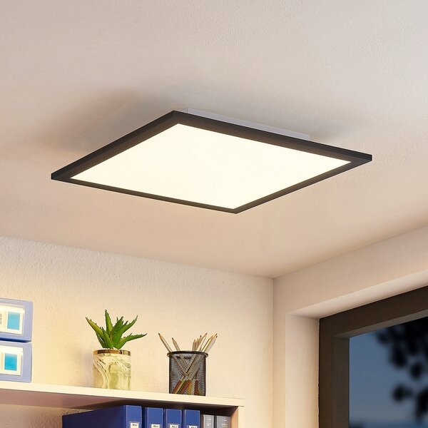 Lindby LED панел Nelios, 40 x cm, CCT, черен, метал, Затъмняване, Черен, Кухня, Пластмаса, Модерен