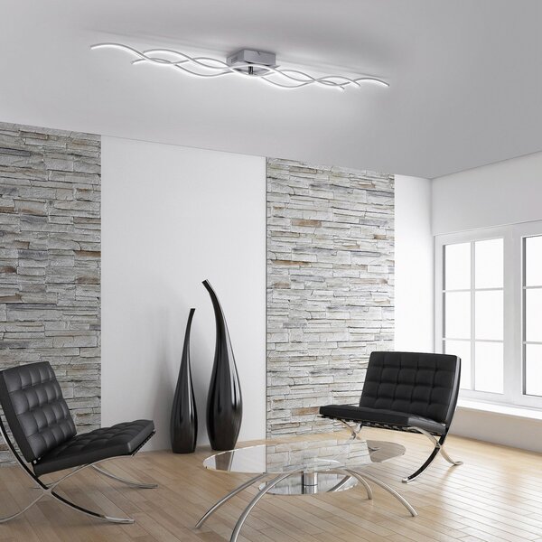 JUST LIGHT. GmbH LED лампа за таван Wave 3000K 139.5x16cm стомана, Металик, Дневна/трапезария, Алуминий, Модерен