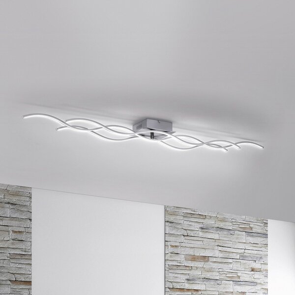 JUST LIGHT. GmbH LED лампа за таван Wave 3000K 139.5x16cm стомана, Металик, Дневна/трапезария, Алуминий, Модерен