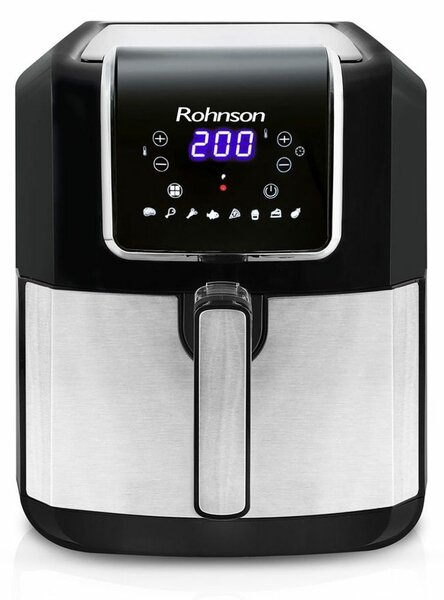 Фритюрник с горещ въздух Rohnson Air Fryer R-2825, вместимост 6.3 l, 60 минутен таймер с автоматично изключване, 1700W