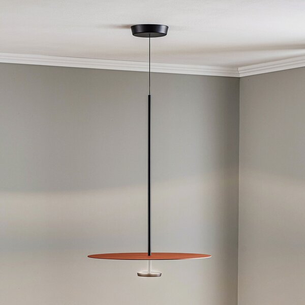 Vibia Flat LED висяща лампа 1-фар. Ø 55cm теракота, Затъмняване, Оранжев, Дневна/трапезария, Метал, Модерен