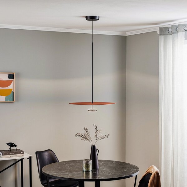 Vibia Flat LED висяща лампа 1-фар. Ø 55cm теракота, Затъмняване, Оранжев, Дневна/трапезария, Метал, Модерен