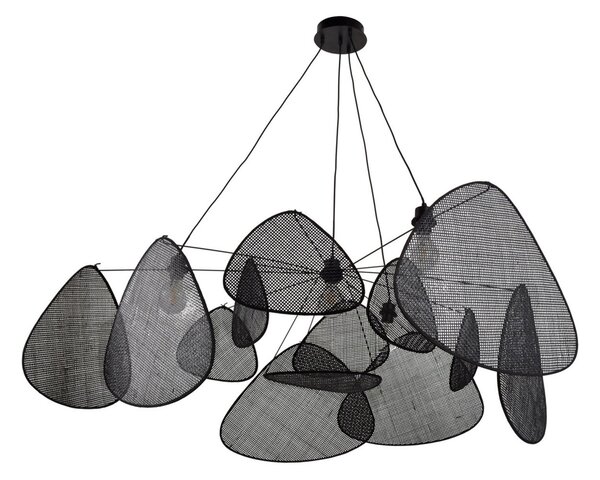MARKET SET Висяща лампа Screen XXL, 90 cm, черна, ратан, Затъмняване, Черен, Дневна/трапезария, Дървесина, Дизайн