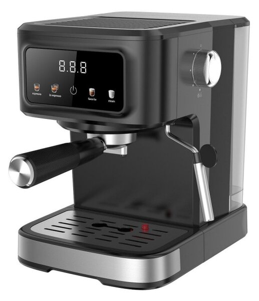 Еспресо машина за мляно кафе и капсули Crown CEM-1527, 1000W, 20 bar, 1.5 l, Сензорен контрол, Термо блок, Регулируема основа, Черен