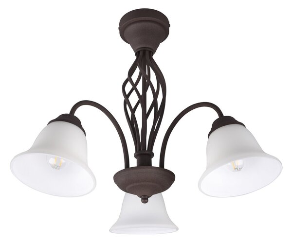 Trio Lighting Осветително тяло за таван Rustica, цвят на ръжда, с три крушки, Затъмняване, Кафяв / ръждив, Дневна/трапезария, Метал, Античен