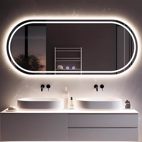 Огледало за баня с LED осветление и функция против изпотяване Клара- 80x40 см