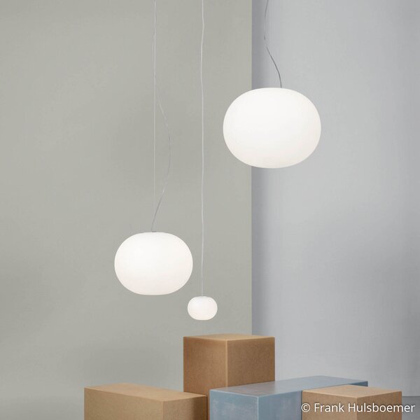 FLOS Glo-Ball - сферична висяща светлина 45 cm, Затъмняване, Бял, Дневна/трапезария, Стъкло, Дизайн, Глобус