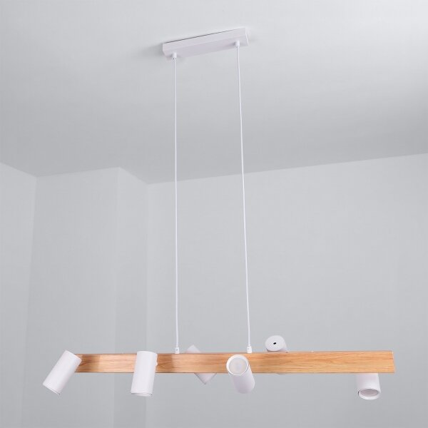 Brilagi - Полилей на кабел SELE 6xGU10/30W/230V бял/дъбов декор