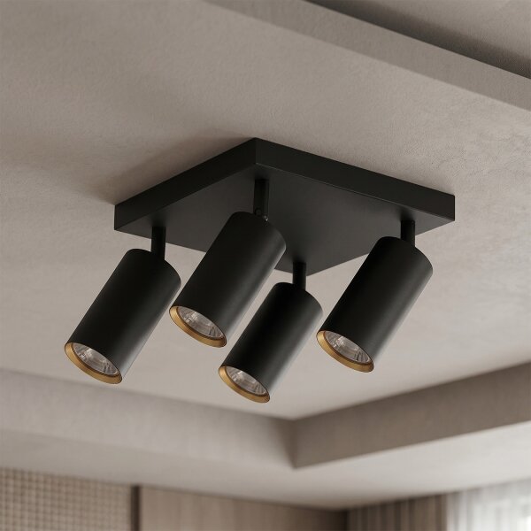 Brilagi - Точково осветително тяло SELE SQUARE 4xGU10/30W/230V черно/златно