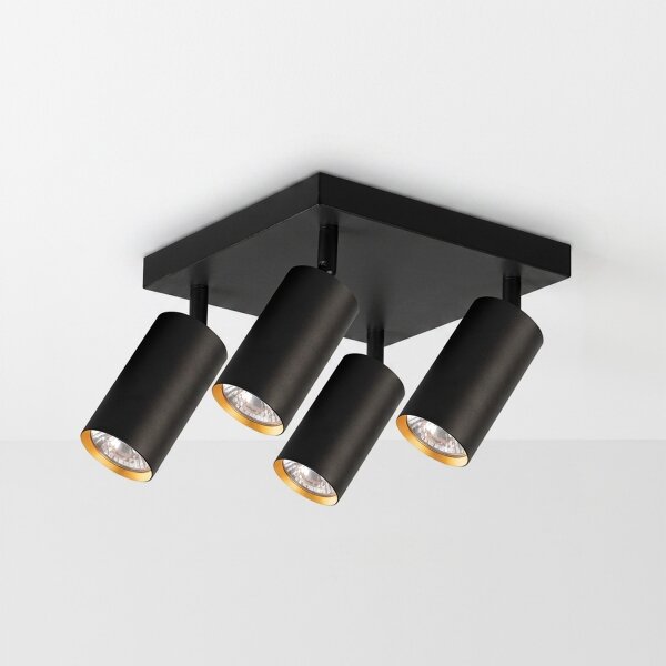 Brilagi - Точково осветително тяло SELE SQUARE 4xGU10/30W/230V черно/златно