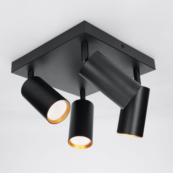 Brilagi - Точково осветително тяло SELE SQUARE 4xGU10/30W/230V черно/златно
