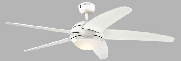 Westinghouse LED тавански вентилатор Bendan на Westinghouse, бял, безшумен, Затъмняване, Бял, Дневна/трапезария, Дървесина, Модерен