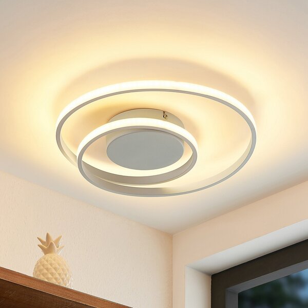Lindby LED осветление за таван Emisua, бяло, CCT, с възможност димиране, Затъмняване, Бял, Дневна/трапезария, Алуминий, Модерен