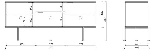 Черна маса за телевизор 180x79x50 cm Bau – noo.ma