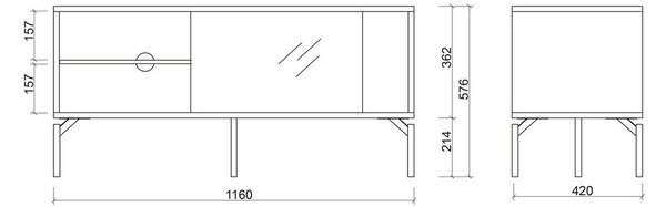 Черна маса за телевизор 116x55x42 cm Met Mini – noo.ma