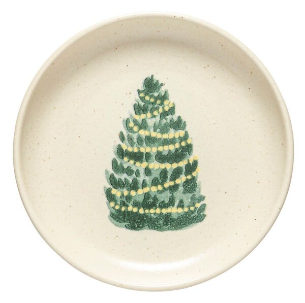 Кремави десертни глинени чинии в комплект 4 бр. с коледни мотиви ø 16 cm Pacifica Christmas Tree – Casafina