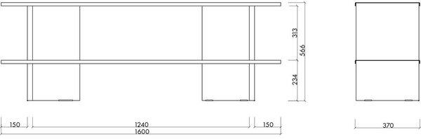Светлосив метален стелаж 160x57x37 cm Hes – noo.ma
