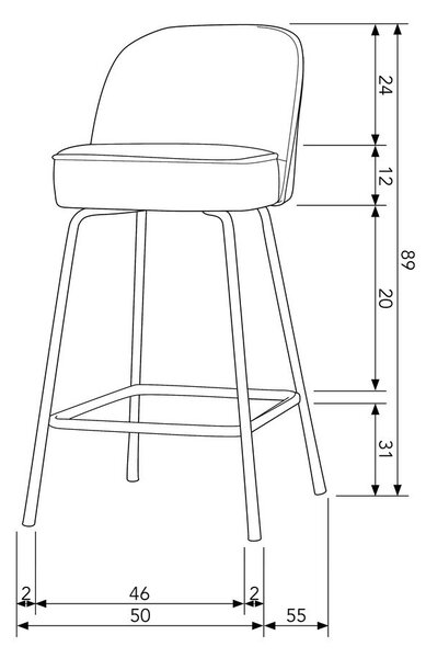 Кадифен бар стол в цвят горчица (височина на седалката 64 cm) Vogue – WOOOD