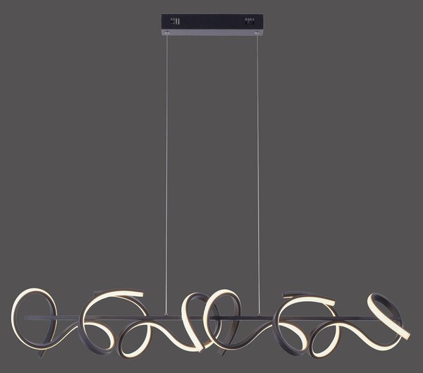 JUST LIGHT. GmbH LED висяща лампа Curls, черна, метална, с дължина 99 см, възможност за, Затъмняване, Черен, Дневна/трапезария, Метал, Модерен
