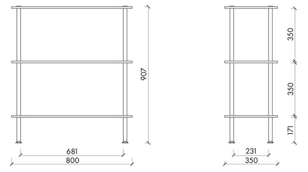 Стелаж от декор от дъб в естествен цвят 80x90,5x35 cm Teidi – noo.ma